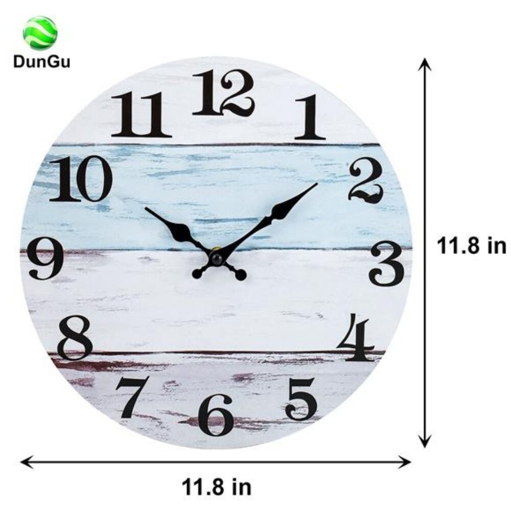 Wall Clock 12 Inch Bathroom Clock, Rustic Wall Clocks Battery Operated, Silent - Picture 2 of 7